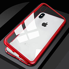 Luxury Aluminum Metal Frame Mirror Cover Case 360 Degrees M01 for Apple iPhone X Red