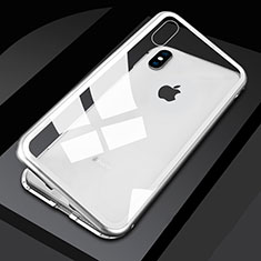 Luxury Aluminum Metal Frame Mirror Cover Case 360 Degrees M01 for Apple iPhone Xs White
