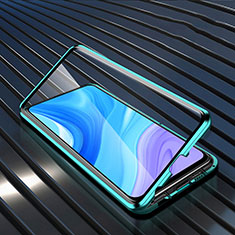Luxury Aluminum Metal Frame Mirror Cover Case 360 Degrees M01 for Huawei Enjoy 10 Plus Green