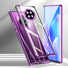 Luxury Aluminum Metal Frame Mirror Cover Case 360 Degrees M01 for Huawei Enjoy 20 Plus 5G Purple