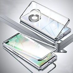 Luxury Aluminum Metal Frame Mirror Cover Case 360 Degrees M01 for Huawei Mate 40 Pro Silver