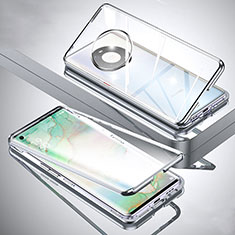Luxury Aluminum Metal Frame Mirror Cover Case 360 Degrees M01 for Huawei Mate 40 Silver
