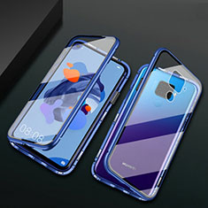 Luxury Aluminum Metal Frame Mirror Cover Case 360 Degrees M01 for Huawei Nova 5i Pro Blue