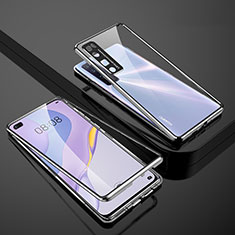 Luxury Aluminum Metal Frame Mirror Cover Case 360 Degrees M01 for Huawei Nova 7 Pro 5G Silver