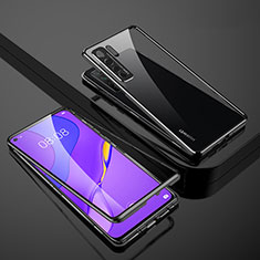 Luxury Aluminum Metal Frame Mirror Cover Case 360 Degrees M01 for Huawei Nova 7 SE 5G Black