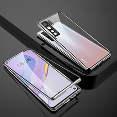 Luxury Aluminum Metal Frame Mirror Cover Case 360 Degrees M01 for Huawei Nova 7 SE 5G Silver