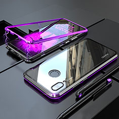 Luxury Aluminum Metal Frame Mirror Cover Case 360 Degrees M01 for Huawei P Smart+ Plus Purple