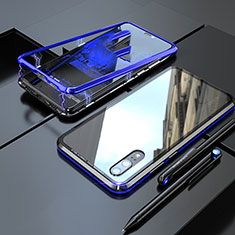 Luxury Aluminum Metal Frame Mirror Cover Case 360 Degrees M01 for Huawei P20 Blue