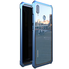 Luxury Aluminum Metal Frame Mirror Cover Case 360 Degrees M01 for Huawei P20 Lite Blue