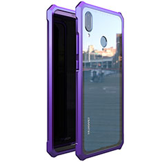 Luxury Aluminum Metal Frame Mirror Cover Case 360 Degrees M01 for Huawei P20 Lite Purple
