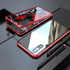 Luxury Aluminum Metal Frame Mirror Cover Case 360 Degrees M01 for Huawei P20 Red