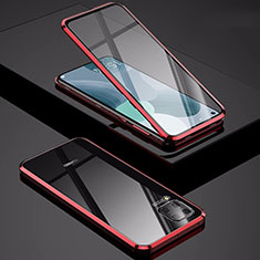 Luxury Aluminum Metal Frame Mirror Cover Case 360 Degrees M01 for Huawei P40 Lite Red
