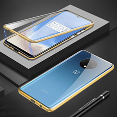 Luxury Aluminum Metal Frame Mirror Cover Case 360 Degrees M01 for OnePlus 7T Gold