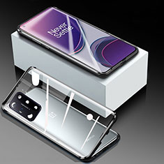 Luxury Aluminum Metal Frame Mirror Cover Case 360 Degrees M01 for OnePlus 8T 5G Black