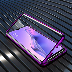 Luxury Aluminum Metal Frame Mirror Cover Case 360 Degrees M01 for Oppo A31 Purple