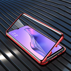 Luxury Aluminum Metal Frame Mirror Cover Case 360 Degrees M01 for Oppo A31 Red