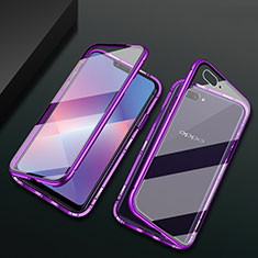 Luxury Aluminum Metal Frame Mirror Cover Case 360 Degrees M01 for Oppo A5 Purple