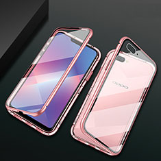 Luxury Aluminum Metal Frame Mirror Cover Case 360 Degrees M01 for Oppo A5 Rose Gold