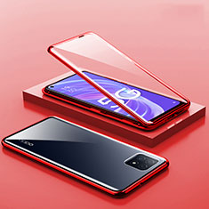 Luxury Aluminum Metal Frame Mirror Cover Case 360 Degrees M01 for Oppo A53 5G Red