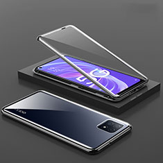 Luxury Aluminum Metal Frame Mirror Cover Case 360 Degrees M01 for Oppo A73 5G Black
