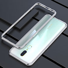 Luxury Aluminum Metal Frame Mirror Cover Case 360 Degrees M01 for Oppo A9 Silver