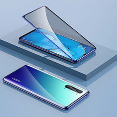 Luxury Aluminum Metal Frame Mirror Cover Case 360 Degrees M01 for Oppo Find X2 Lite Blue