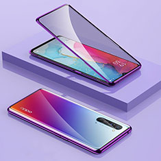 Luxury Aluminum Metal Frame Mirror Cover Case 360 Degrees M01 for Oppo Find X2 Lite Purple