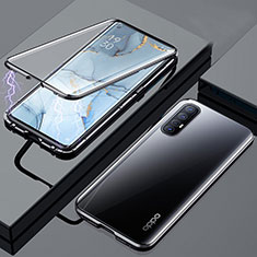 Luxury Aluminum Metal Frame Mirror Cover Case 360 Degrees M01 for Oppo Find X2 Neo Black