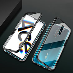 Luxury Aluminum Metal Frame Mirror Cover Case 360 Degrees M01 for Oppo Reno Ace Black