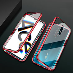 Luxury Aluminum Metal Frame Mirror Cover Case 360 Degrees M01 for Oppo Reno Ace Red