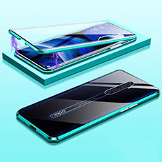 Luxury Aluminum Metal Frame Mirror Cover Case 360 Degrees M01 for Oppo Reno2 Z Cyan