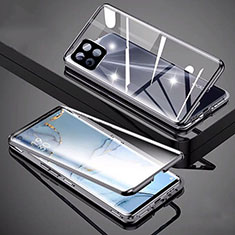 Luxury Aluminum Metal Frame Mirror Cover Case 360 Degrees M01 for Oppo Reno4 SE 5G Black
