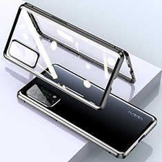 Luxury Aluminum Metal Frame Mirror Cover Case 360 Degrees M01 for Oppo Reno5 5G Black