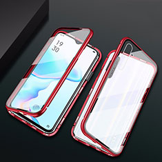 Luxury Aluminum Metal Frame Mirror Cover Case 360 Degrees M01 for Realme X2 Red