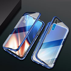 Luxury Aluminum Metal Frame Mirror Cover Case 360 Degrees M01 for Realme XT Blue