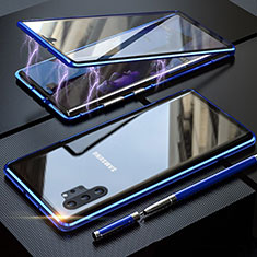 Luxury Aluminum Metal Frame Mirror Cover Case 360 Degrees M01 for Samsung Galaxy Note 10 Plus 5G Blue