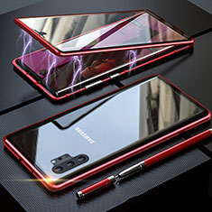 Luxury Aluminum Metal Frame Mirror Cover Case 360 Degrees M01 for Samsung Galaxy Note 10 Plus 5G Red