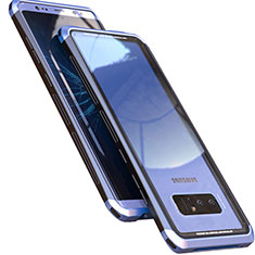 Luxury Aluminum Metal Frame Mirror Cover Case 360 Degrees M01 for Samsung Galaxy Note 8 Duos N950F Blue