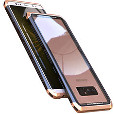 Luxury Aluminum Metal Frame Mirror Cover Case 360 Degrees M01 for Samsung Galaxy Note 8 Duos N950F Gold