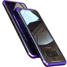 Luxury Aluminum Metal Frame Mirror Cover Case 360 Degrees M01 for Samsung Galaxy Note 8 Duos N950F Purple