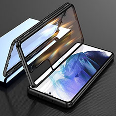Luxury Aluminum Metal Frame Mirror Cover Case 360 Degrees M01 for Samsung Galaxy S21 FE 5G Black