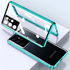 Luxury Aluminum Metal Frame Mirror Cover Case 360 Degrees M01 for Samsung Galaxy S23 Ultra 5G Green