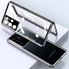 Luxury Aluminum Metal Frame Mirror Cover Case 360 Degrees M01 for Samsung Galaxy S24 Ultra 5G Black