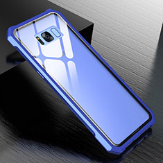 Luxury Aluminum Metal Frame Mirror Cover Case 360 Degrees M01 for Samsung Galaxy S8 Blue