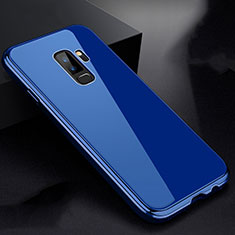Luxury Aluminum Metal Frame Mirror Cover Case 360 Degrees M01 for Samsung Galaxy S9 Plus Blue