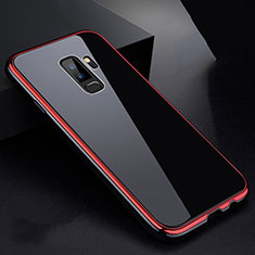 Luxury Aluminum Metal Frame Mirror Cover Case 360 Degrees M01 for Samsung Galaxy S9 Plus Red and Black