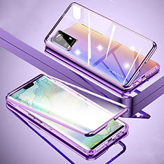 Luxury Aluminum Metal Frame Mirror Cover Case 360 Degrees M01 for Vivo V20 Pro 5G Purple