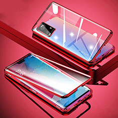 Luxury Aluminum Metal Frame Mirror Cover Case 360 Degrees M01 for Vivo V20 Pro 5G Red