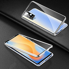 Luxury Aluminum Metal Frame Mirror Cover Case 360 Degrees M01 for Vivo X51 5G Silver