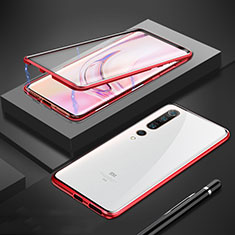 Luxury Aluminum Metal Frame Mirror Cover Case 360 Degrees M01 for Xiaomi Mi 10 Pro Red